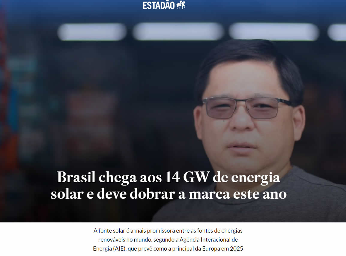 Brasil chega aos 14 GW de energia solar e deve dobrar a marca este ano