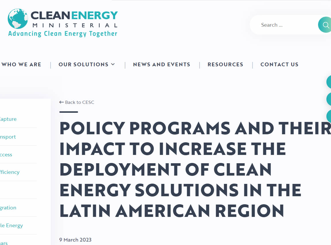 Policy programs and their impact to increase the deployment of clean energy solutions in the latin american region
